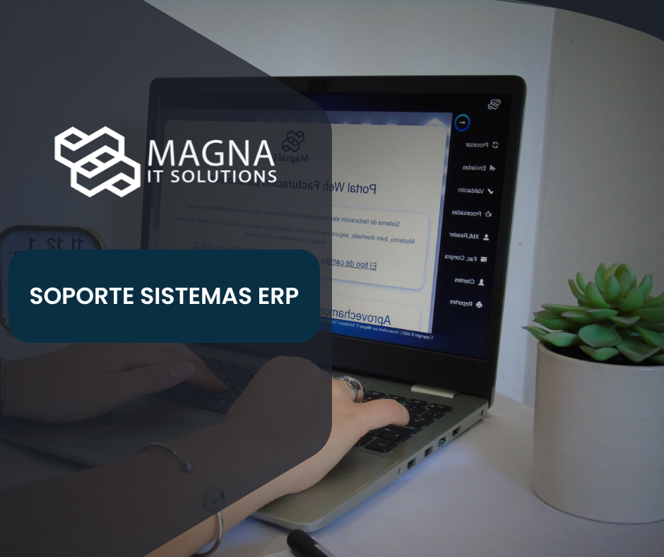 Sesión de capacitación ERP: consultor de Magna IT Solutions guiando de manera remota al personal en procesos de facturación electrónica y reportes.